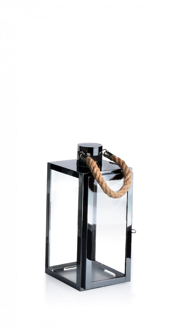 Latarnia metalowa LUCIANO BLACK M 14,5x13,5x30 cm czarna