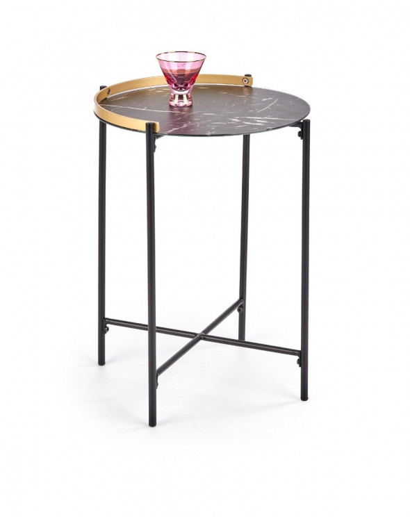 Ława LINUX 45x45 czarny marmur/złota