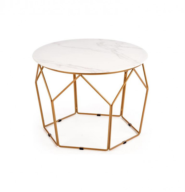 Ława MADISON 60x60 biały marmur/złota