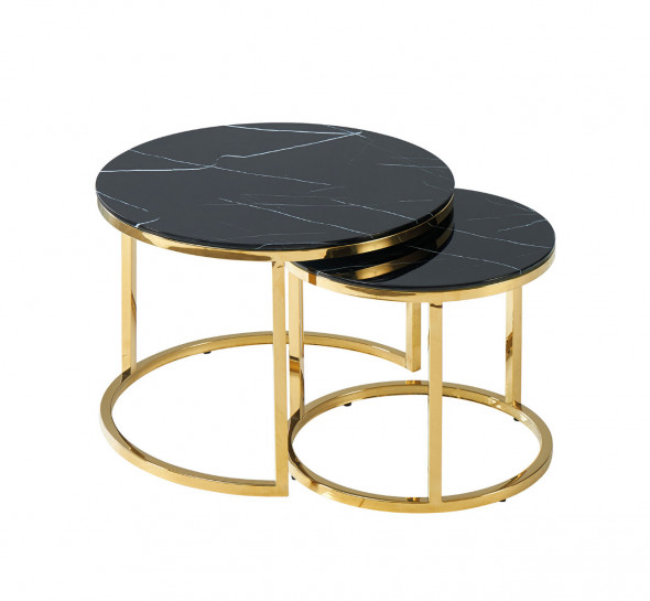 Ława MUSE II czarny marmur/złota