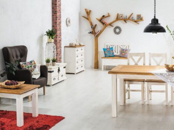 Ława POPRAD 120x60 brąz miodowy/sosna patyna