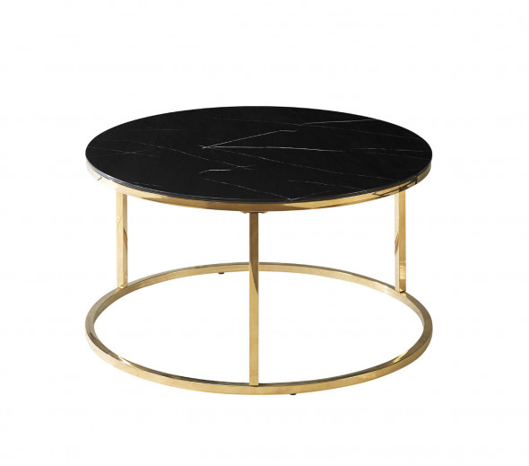 Ława SABINE 80x80 czarny marmur/złota