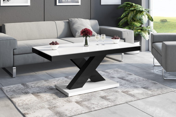 Ława XENON MINI 120x60 biała połysk/czarna połysk