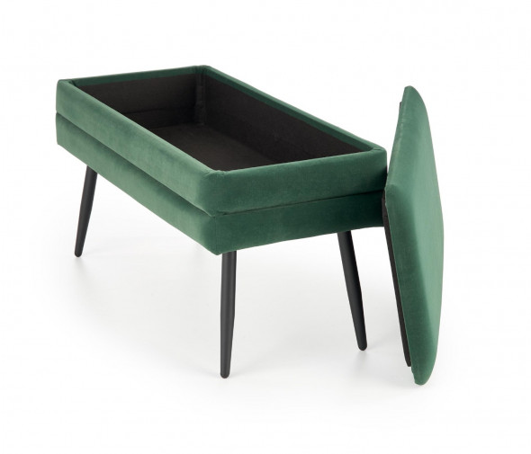 Ławka VELVA VELVET ciemnozielona z pojemnikiem