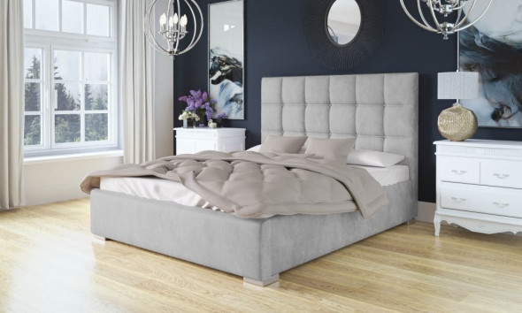 Łóżko BRAZOS 120x200 jasno szare z pojemnikiem