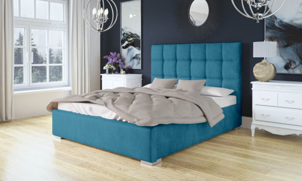 Łóżko BRAZOS 120x200 niebieskie z pojemnikiem