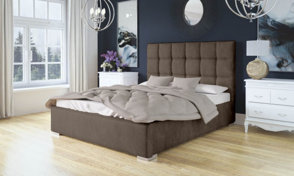 Łóżko BRAZOS 140x200 ciemno brązowe z pojemnikiem