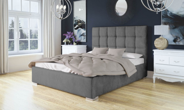 Łóżko BRAZOS 140x200 ciemno szare z pojemnikiem