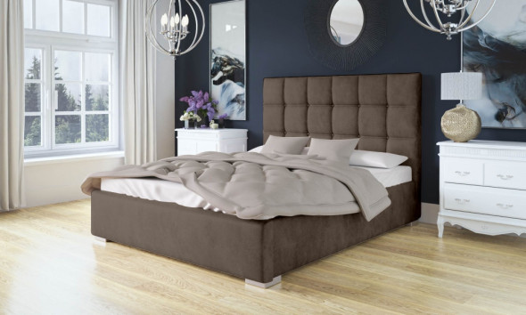 Łóżko BRAZOS 160x200 ciemno brązowe z pojemnikiem