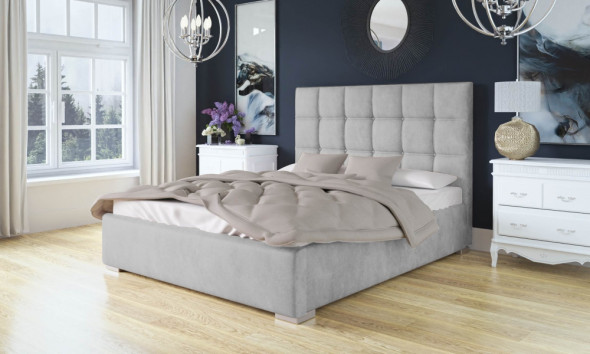 Łóżko BRAZOS 160x200 jasno szare z pojemnikiem