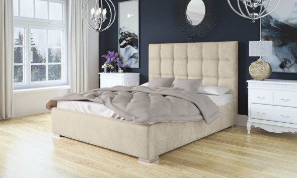 Łóżko BRAZOS 160x200 kremowe z pojemnikiem