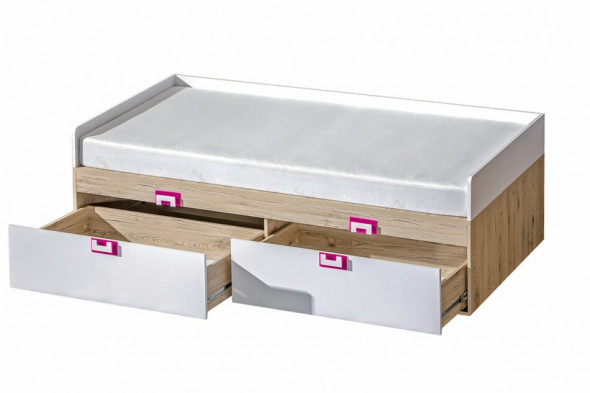 Łóżko CAMBI 90x200 białe/dąb