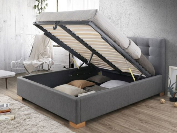 Łóżko COPENHAGEN 160x200 szare z pojemnikiem