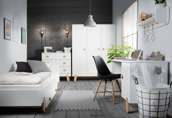 Łóżko IGA 90x200 białe/buk