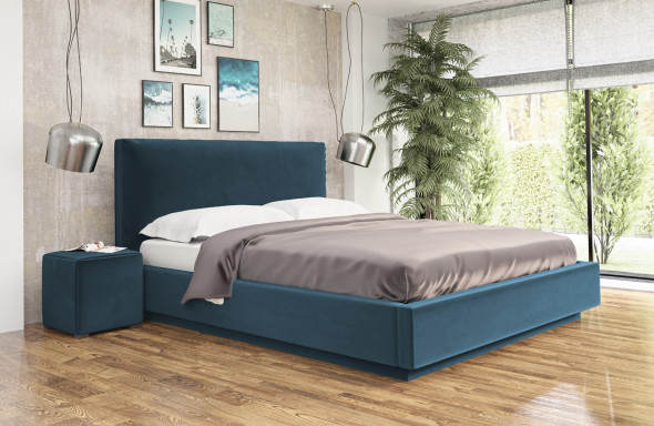 Łóżko KAZAN 120x200 niebieskie z pojemnikiem