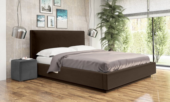 Łóżko KAZAN 140x200 ciemno brązowe z pojemnikiem