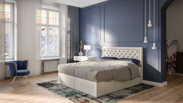 Łóżko kontynentalne EKSPRESJO 160x200 szare velvet z pojemnikiem