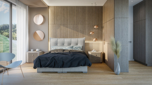 Łóżko kontynentalne MASALI 140x200 jasno szare velvet z pojemnikiem