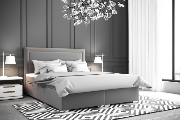 Łóżko kontynentalne NESS 140x200 czarne velvet z pojemnikiem