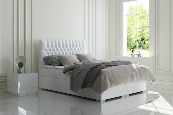 Łóżko kontynentalne RUBID 160x200 szare velvet z pojemnikiem