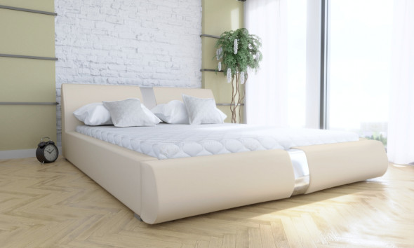 Łóżko LIARD 140x200 kremowe z pojemnikiem