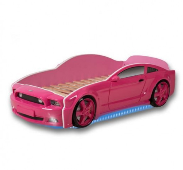 Łóżko LIGHT 3D 160x70 różowe samochód