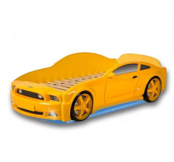 Łóżko LIGHT 3D 160x70 żółte samochód