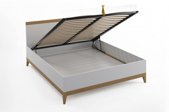 Łóżko LIVIA BC 160x200 białe/buk z pojemnikiem