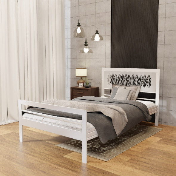 Łóżko metalowe BELLA LEAF 120x200 białe