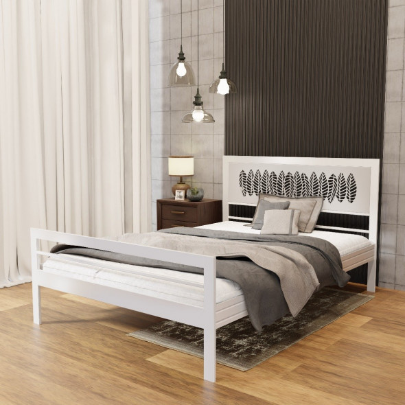 Łóżko metalowe BELLA LEAF 140x200 białe