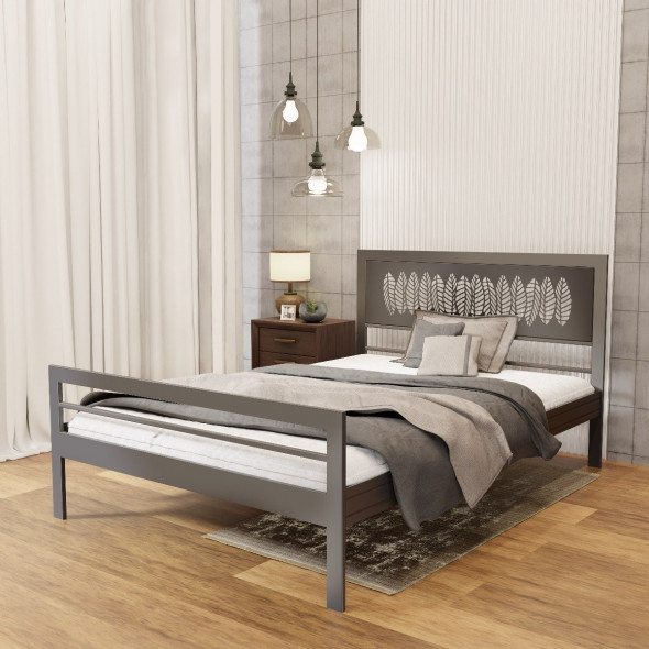 Łóżko metalowe BELLA LEAF 140x200 czarne