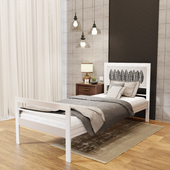 Łóżko metalowe BELLA LEAF 90x200 białe