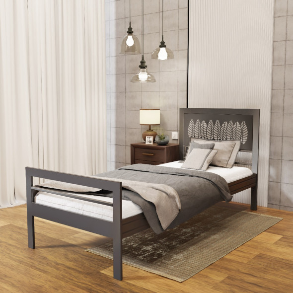 Łóżko metalowe BELLA LEAF 90x200 czarne