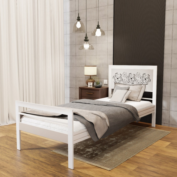 Łóżko metalowe BELLA RING 90x200 białe