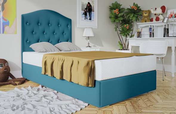 Łóżko ONEIRO 90x200 niebieskie z pojemnikiem