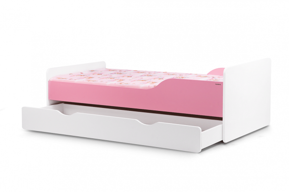 Łóżko PABIS 2 80x160 białe/różowe z materacem
