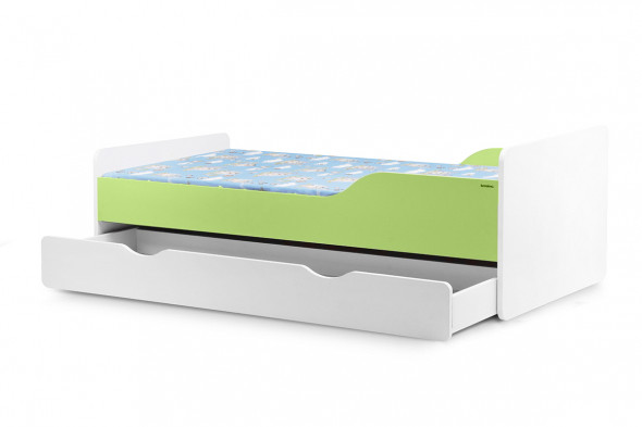 Łóżko PABIS 2 80x160 białe/zielone z materacem