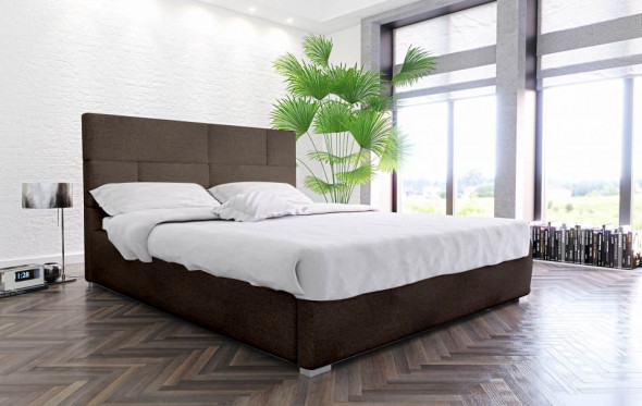 Łóżko PECOS 140x200 ciemno brązowe z pojemnikiem