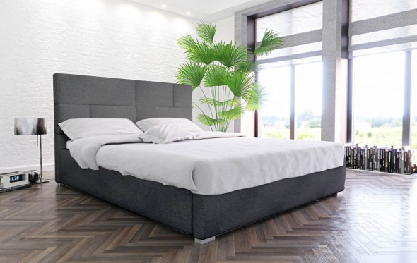 Łóżko PECOS 140x200 ciemno szare z pojemnikiem