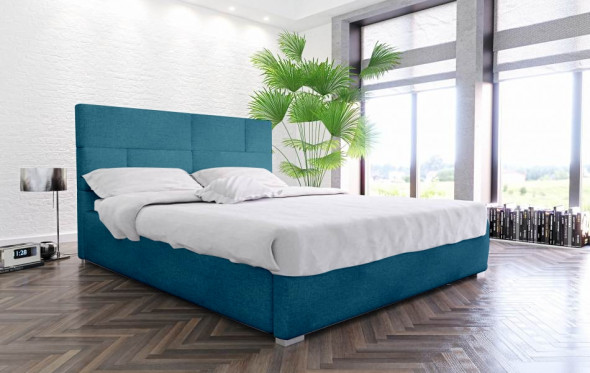 Łóżko PECOS 160x200 niebieskie z pojemnikiem