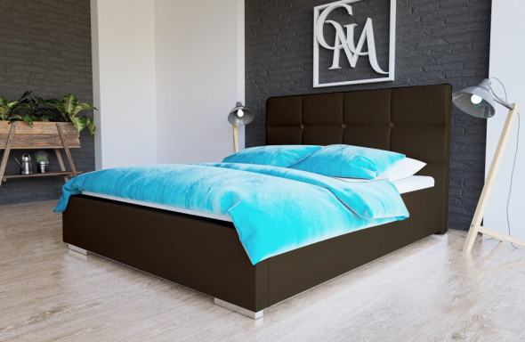 Łóżko SKEENA 120x200 ciemno brązowe z pojemnikiem