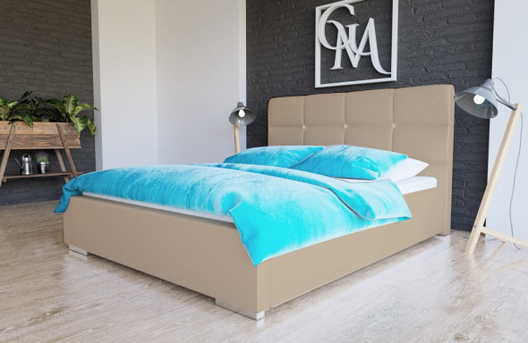 Łóżko SKEENA 140x200 beżowe z pojemnikiem
