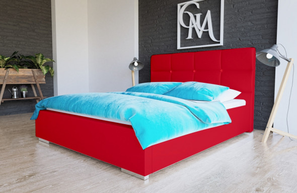 Łóżko SKEENA 140x200 czerwone z pojemnikiem