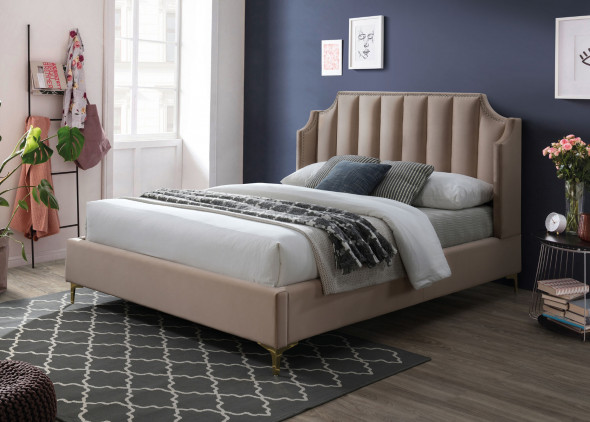 Łóżko tapicerowane MONAKO VELVET 160x200 beżowe