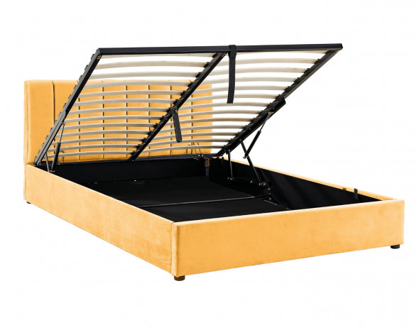 Łóżko tapicerowane MONTREAL VELVET 160x200 curry z pojemnikiem