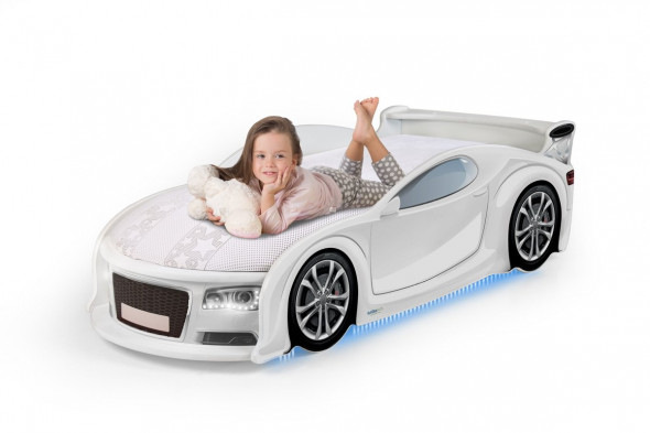 Łóżko UNO A4 157x67 białe samochód