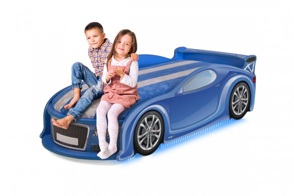 Łóżko UNO A4 157x67 niebieskie samochód