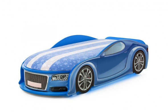 Łóżko UNO A6 183x76 niebieskie samochód