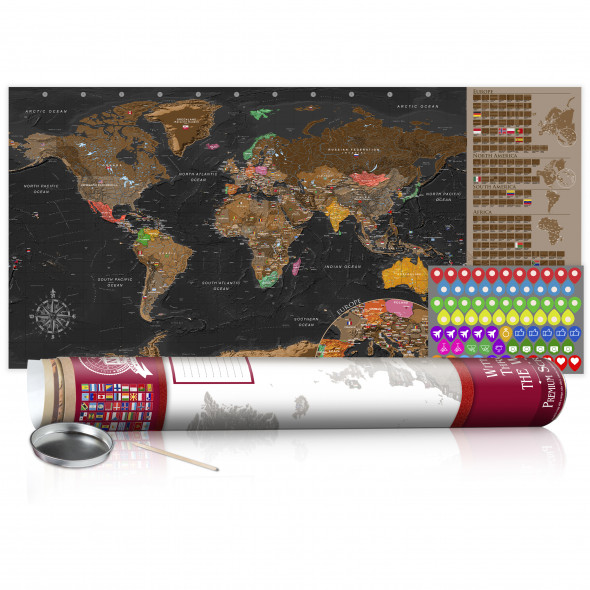 Mapa zdrapka - Brązowa mapa - plakat (wersja angielska)