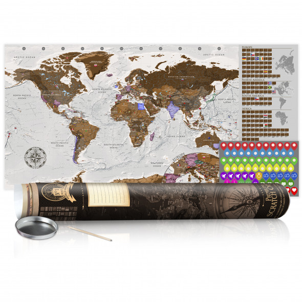 Mapa zdrapka - Szara mapa - plakat (wersja angielska)